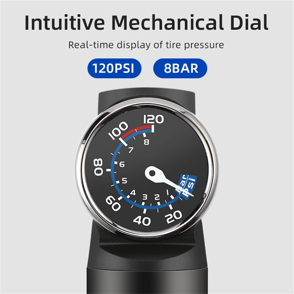Máy bơm hơi xe đạp 120 PSI bằng điện, có đồng hồ đo áp suất