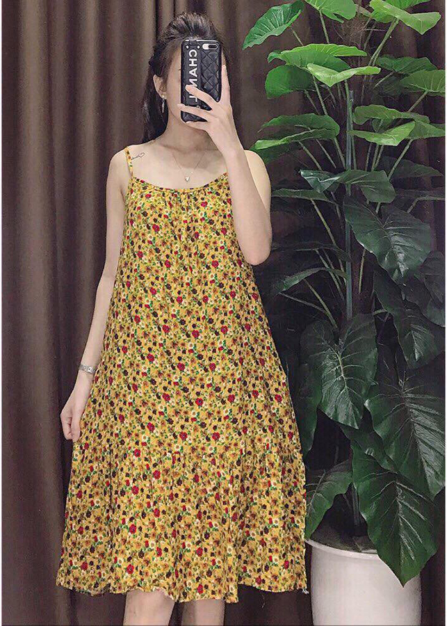 Váy lanh đuôi cá hoa nhí nhiều màu