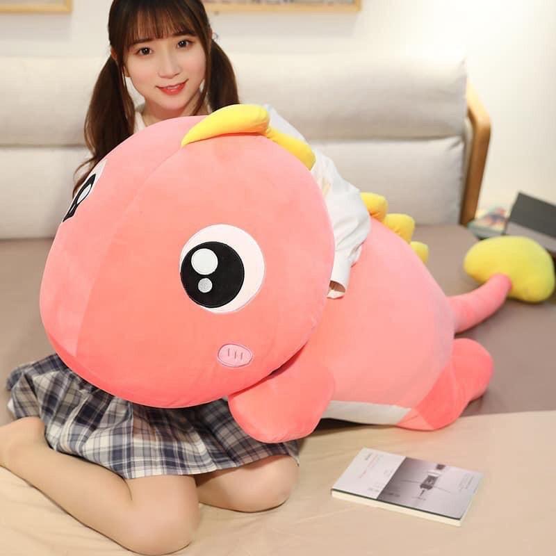 Gấu Bông Khủng Long Đuôi Tim size 1m1, Khủng Long Mắt Lồi Ngáo Dễ Thương Siêu Mềm Êm Mịn