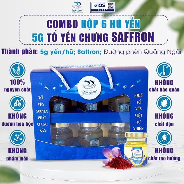 Hộp Yến Chưng Sẵn Yến Loan Gồm 6 Hũ 5g Chưng Saffron Không chất Bảo Quản Chăm Sóc Sức Khỏe Cho Mọi Người