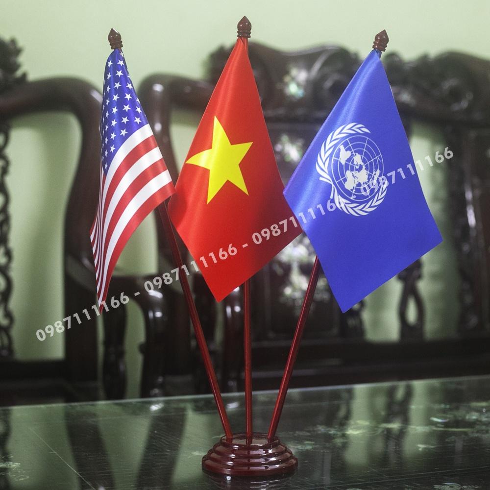 Cờ Để Bàn Mỹ - Việt Nam - Liên Hợp Quốc