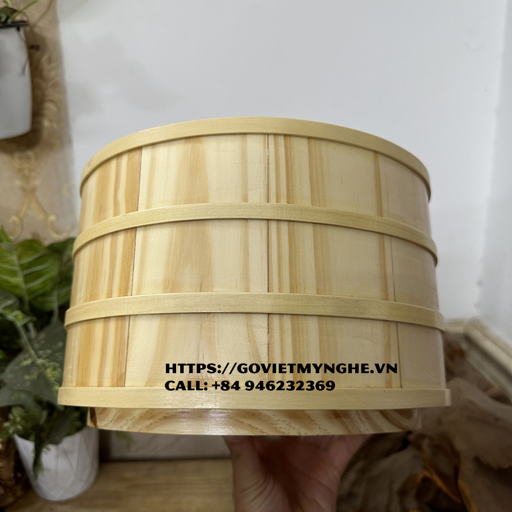 [Chuẩn Nhật] Thố gỗ đánh cơm Sushi _ Thố gỗ trang trí Sashimi Φ 30cm - Cao 15cm - Gỗ thông tự nhiên