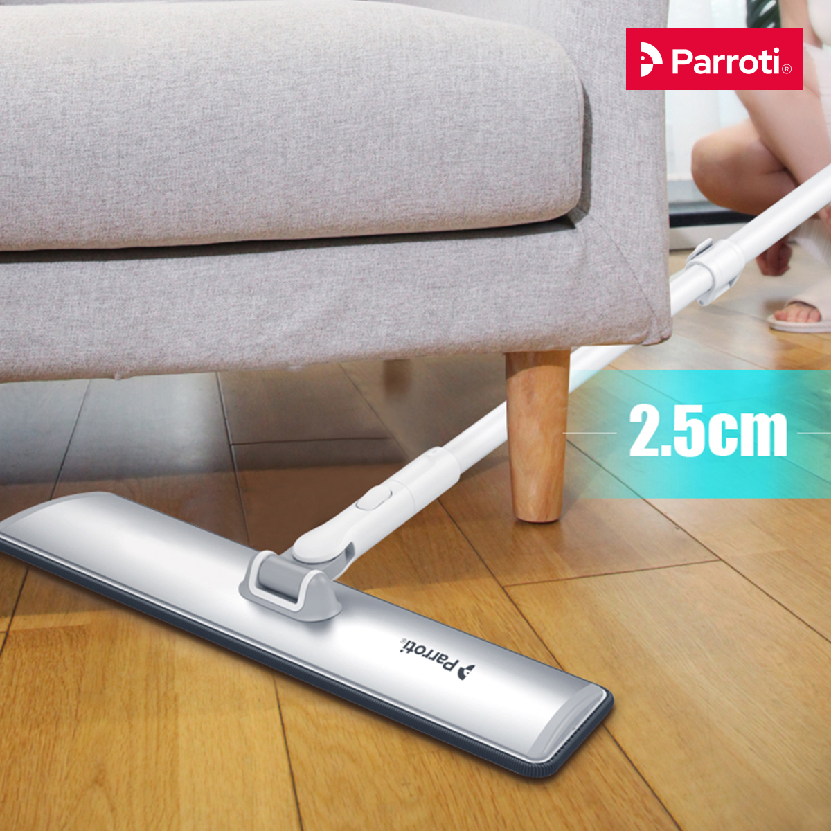 Cây lau nhà, chổi lau nhà đa năng cỡ lớn, độ dài cán linh hoạt, bàn lau rộng 60cm Parroti MAX MX02