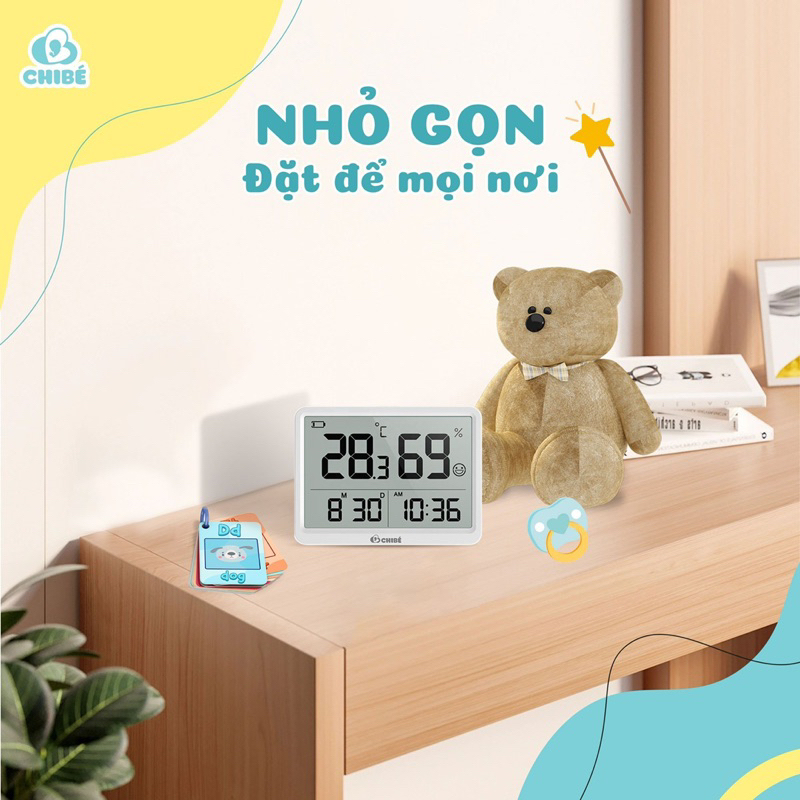 Nhiệt ẩm kế đo nhiệt độ phòng Chibe CB036 - Hàng Chính Hãng