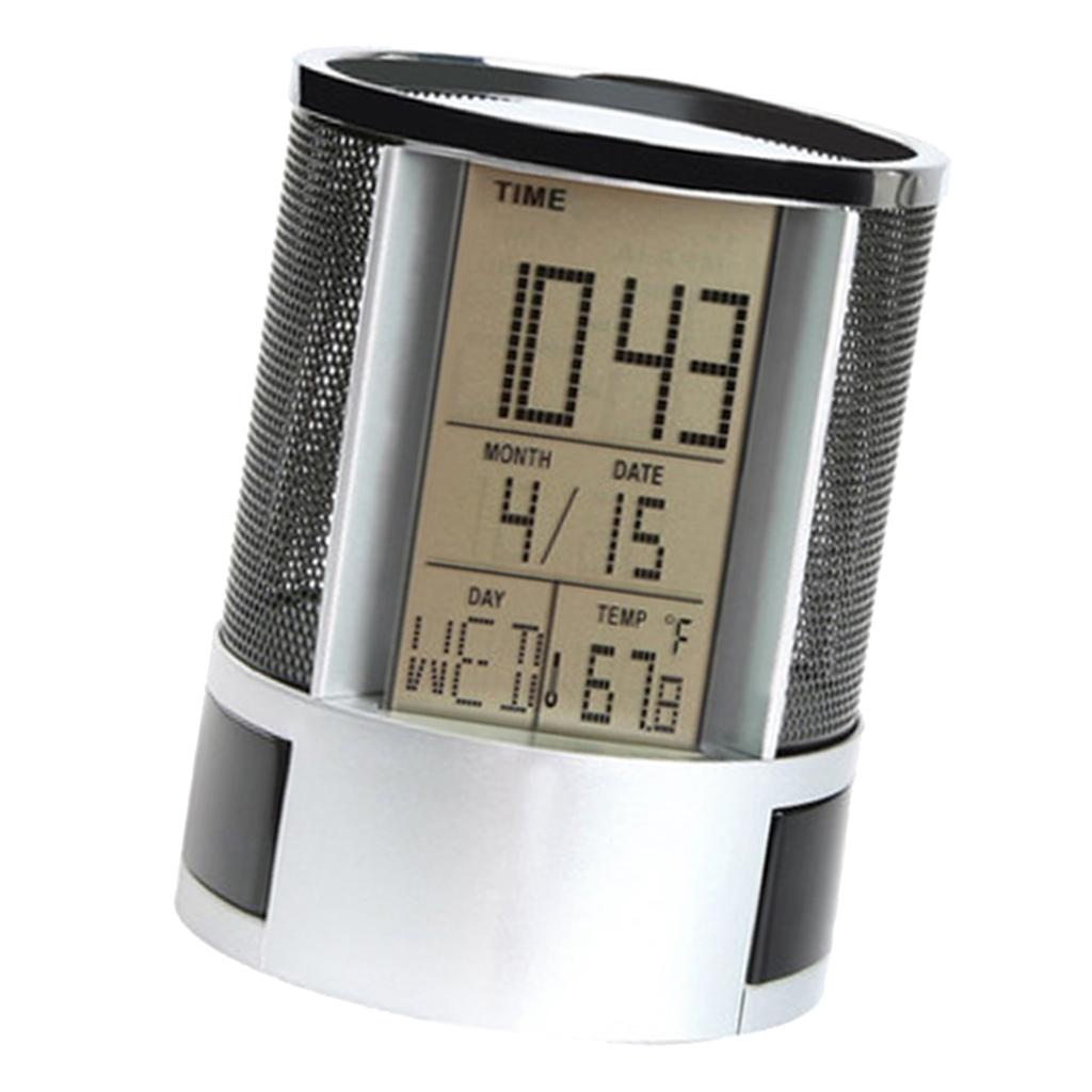 Pen Holder for Home  Office, Desk Supplies Organizer with Digital LCD Screen