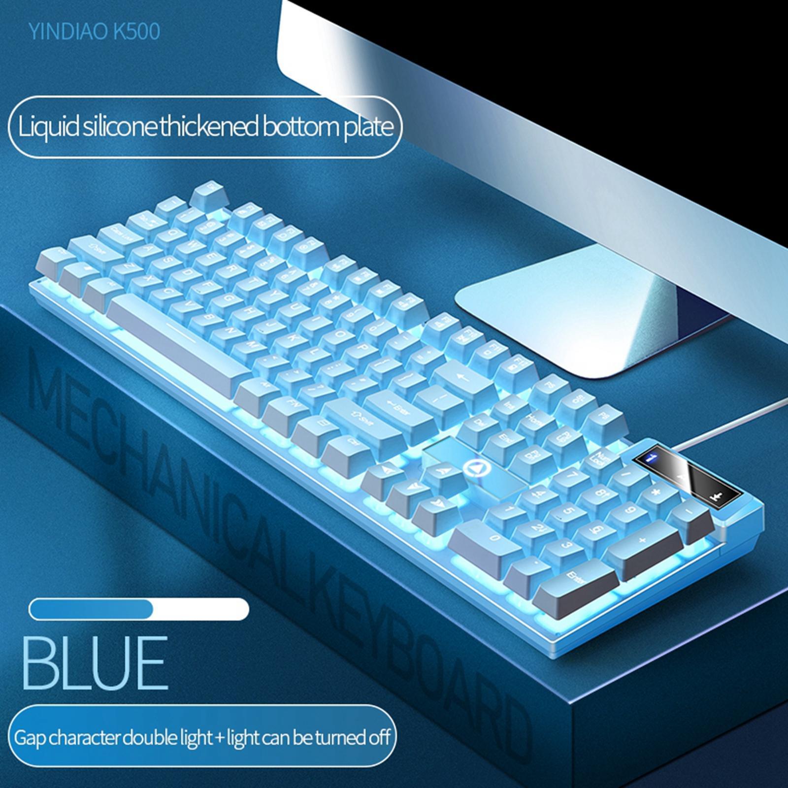 Mechanical Gaming Keyboard USB Multimedia Controls LED Lighting Effects for Computer Desktop