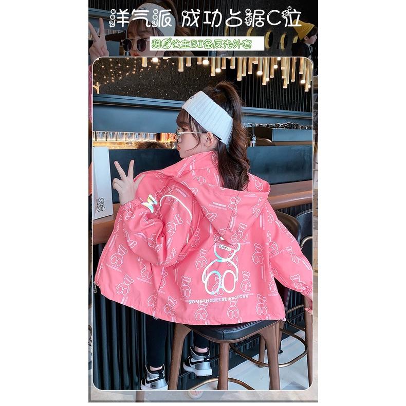 AK60 Size120-170 Áo khoác gió bé gái Thời trang trẻ Em hàng quảng châu