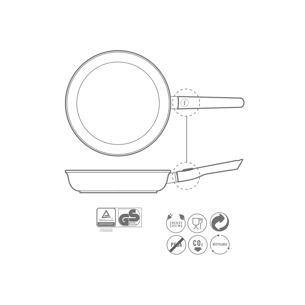 Chảo Gang Woll Eco Lite Saute 1724ELI Size 24cm - Hàng Nhập Khẩu Đức