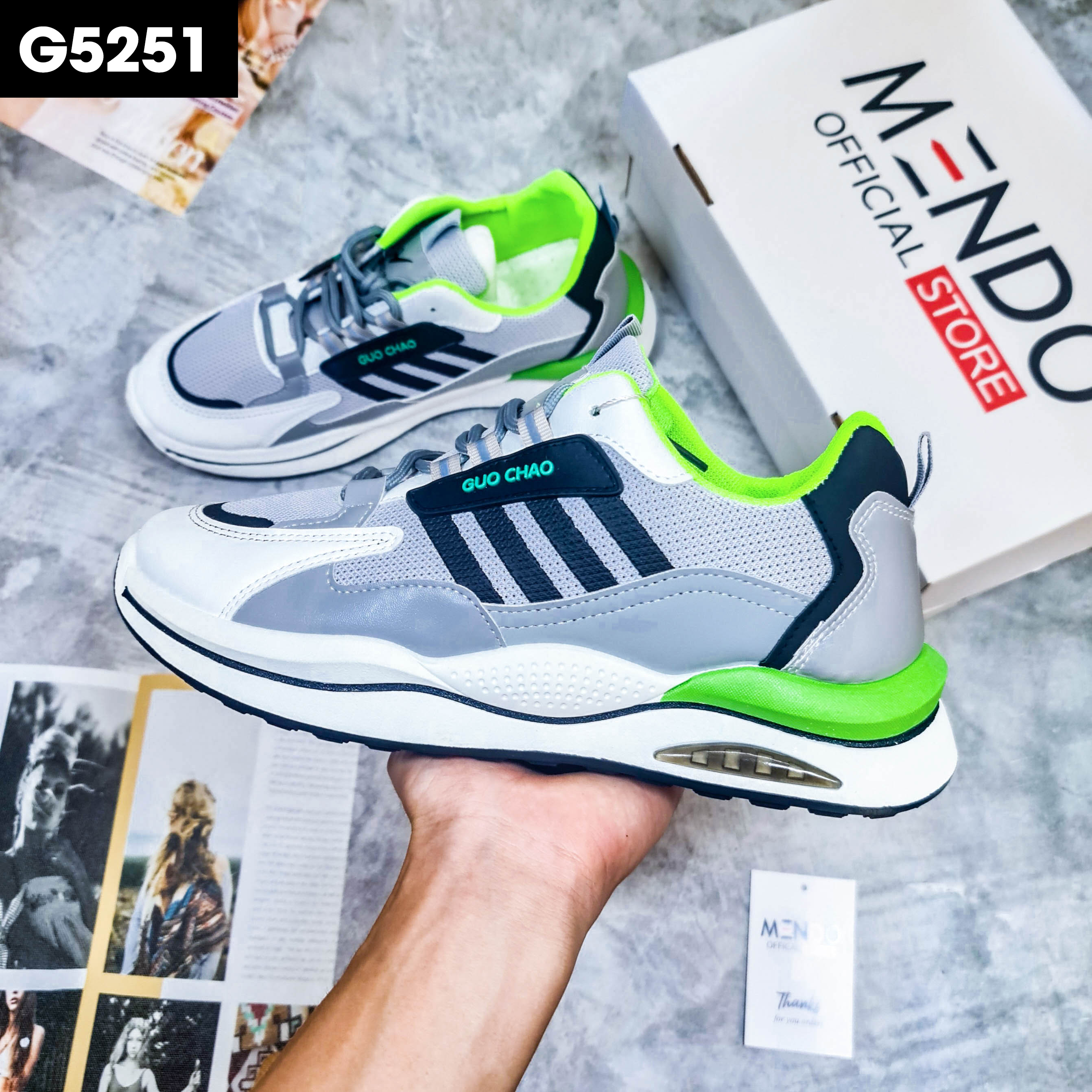 Giày Thể Thao Nam MENDO - Giày Sneaker Màu Đen Viền Xám - Xám, Giày Thể Thao Unisex Dễ Phối Đồ - G5256