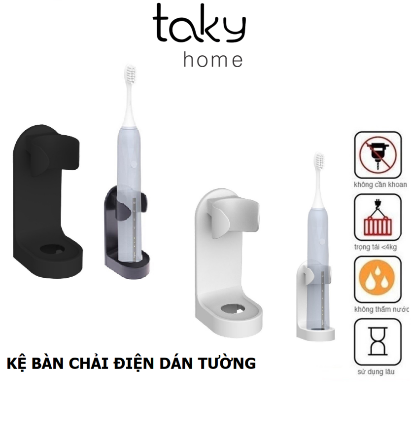 Kệ Dán Tường Để Bàn Chải Điện Tiện Dụng, Giá Dán Tường Tiện Dụng, Sạch Sẽ, Phù Hợp Với Phòng Tắm Gia Đình Hiện Đại. TakyHome 4020