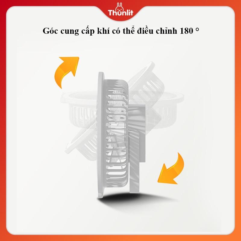 Quạt treo được để bàn với đèn Thunlit Có thể sạc lại và điều chỉnh 3 tốc độ gió và nắp có thể tháo rời