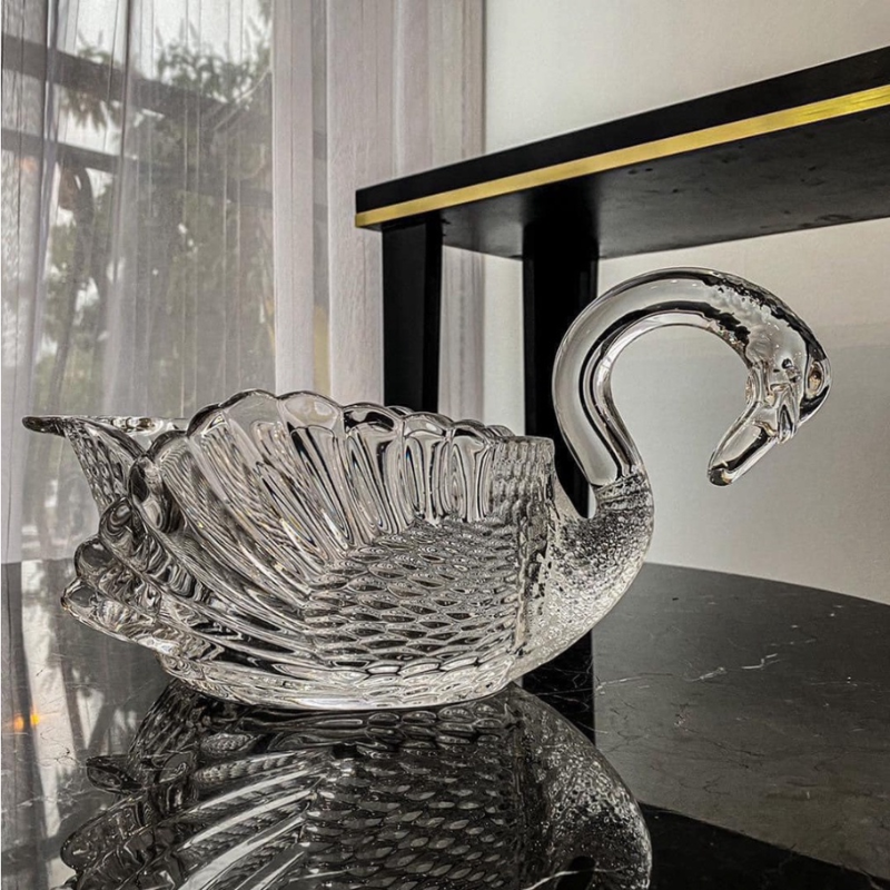 Khay Pha Lê Cao Cấp GODINGER SWAN, Khay Trang Trí Bàn Tiệc, Nhập Đức