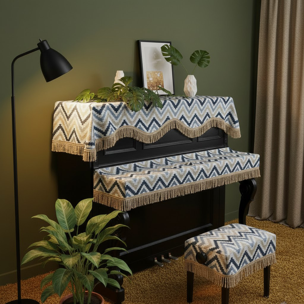 Khăn phủ đàn piano cơ đàn piano điện tử 88 phím sang trọng cổ điển trang trí giáng sinh noel năm mới Tết - Hàng chính hãng