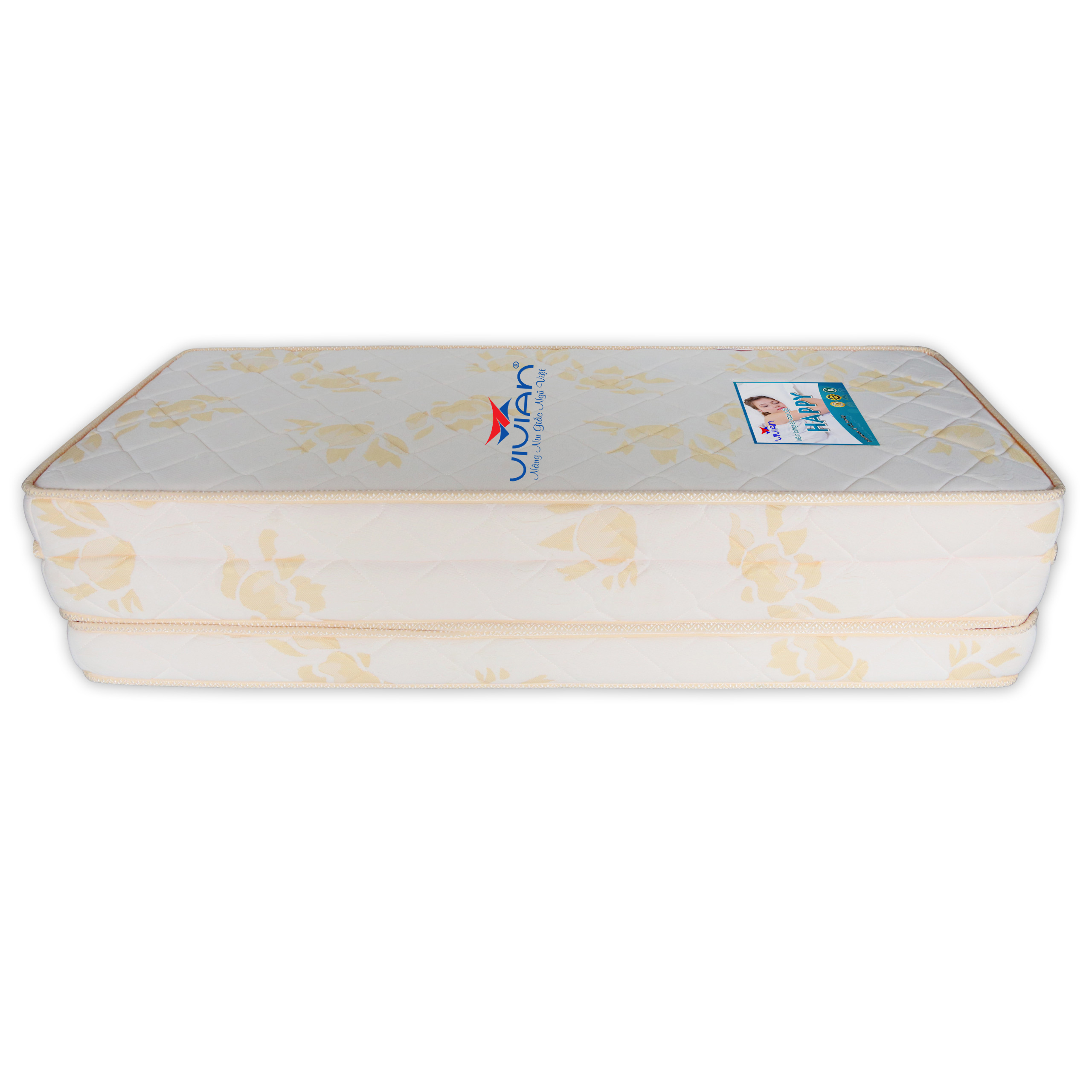 Nệm Bông Ép Happy Gấp 3 Vivian - Vải Gấm DanMask Cao Cấp Có Chần