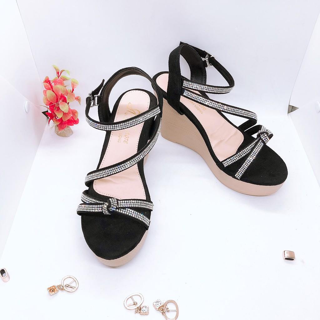 Ảnh thật Giày cao gót đế xuồng quai mảnh xoàn chéo gót T&T