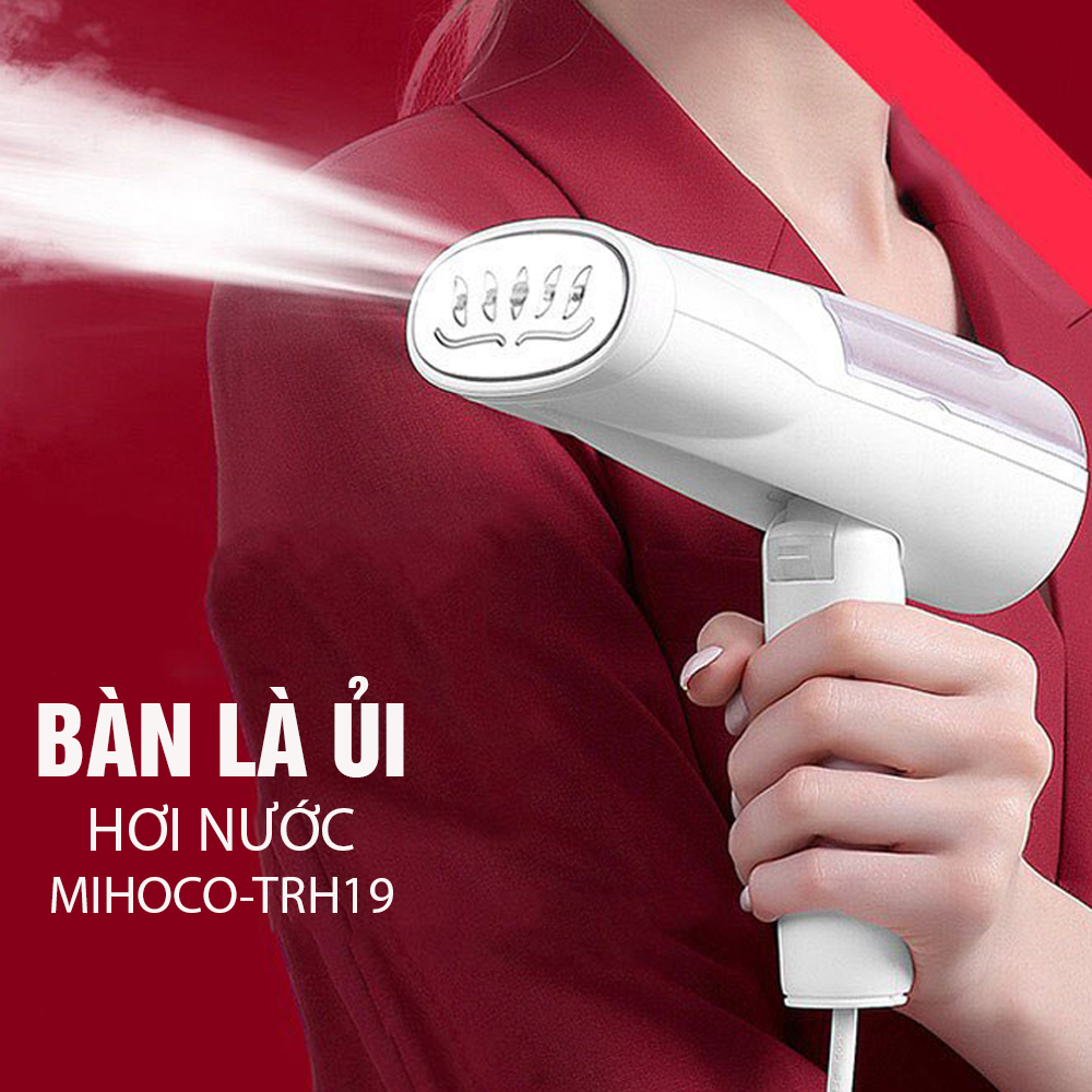 Bàn là, bàn ủi hơi nước cầm tay gấp gọn MIHOCO-TRH19, Công suất 1000W, dung tích 100ml, trắng- Hàng chính hãng