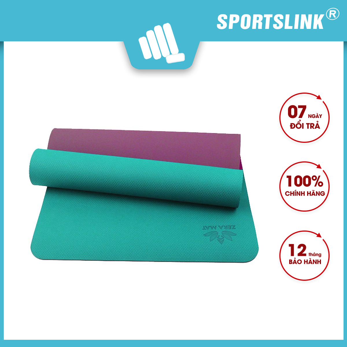 Thảm tập Yoga Sportslink Zera TPE 2 lớp 6mm (Việt Nam Sản Xuất)