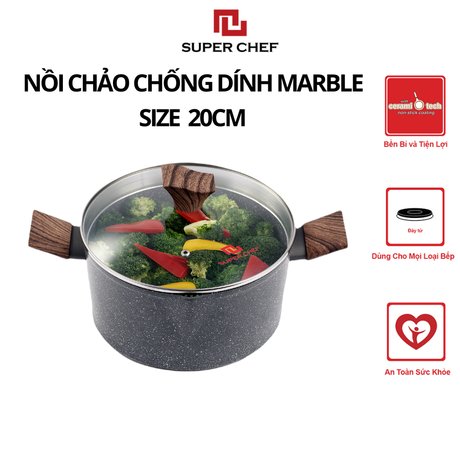 Bộ nồi chảo chống dính Marble Super Chef Tiện Lợi, Bền Bỉ NCM20