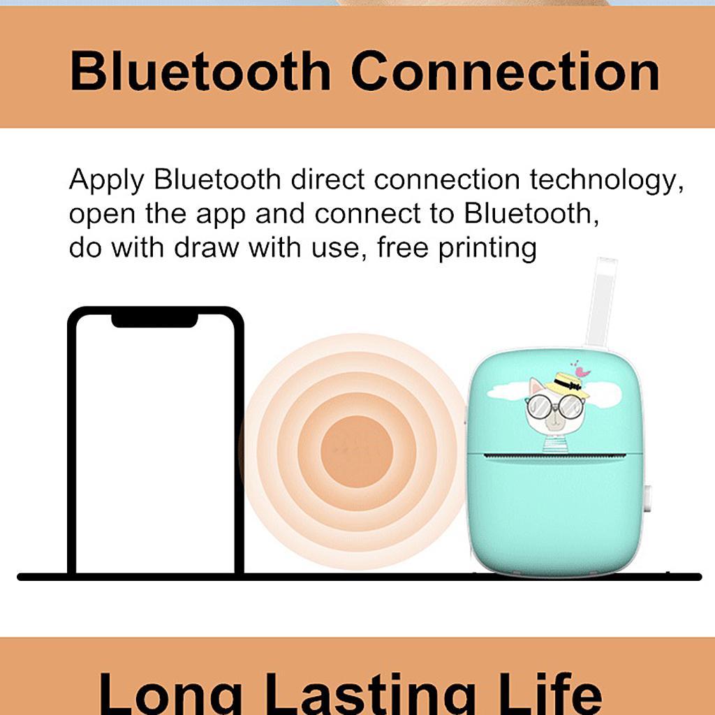 Portable Bluetooth Thermal Printer Phone Photo Label Sticker Printing Green