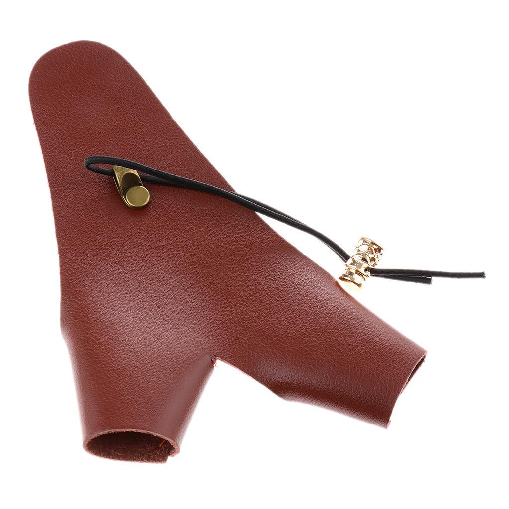 Cow Leather Glove Hunting Finger Tab Guard Protector Mitts brown