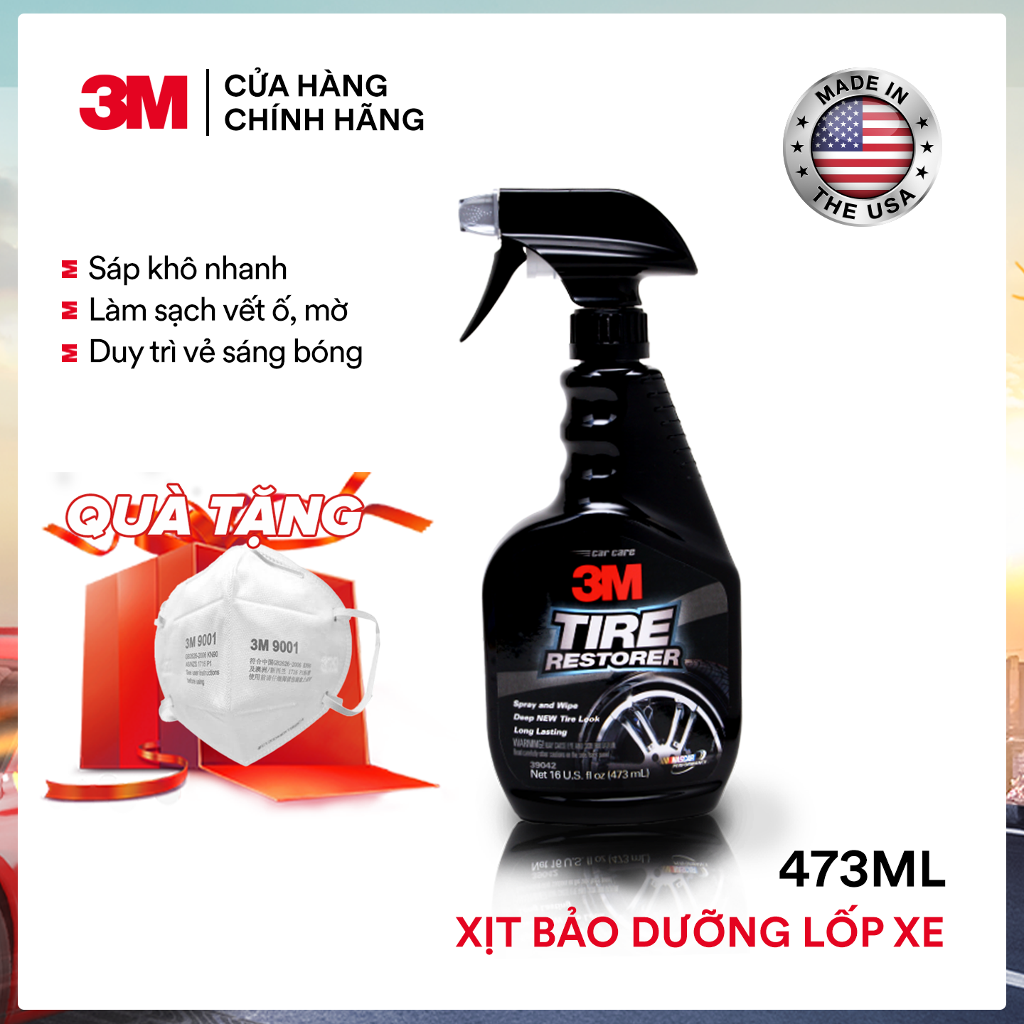 Chai xịt bảo dưỡng lốp ô tô 3M 39042