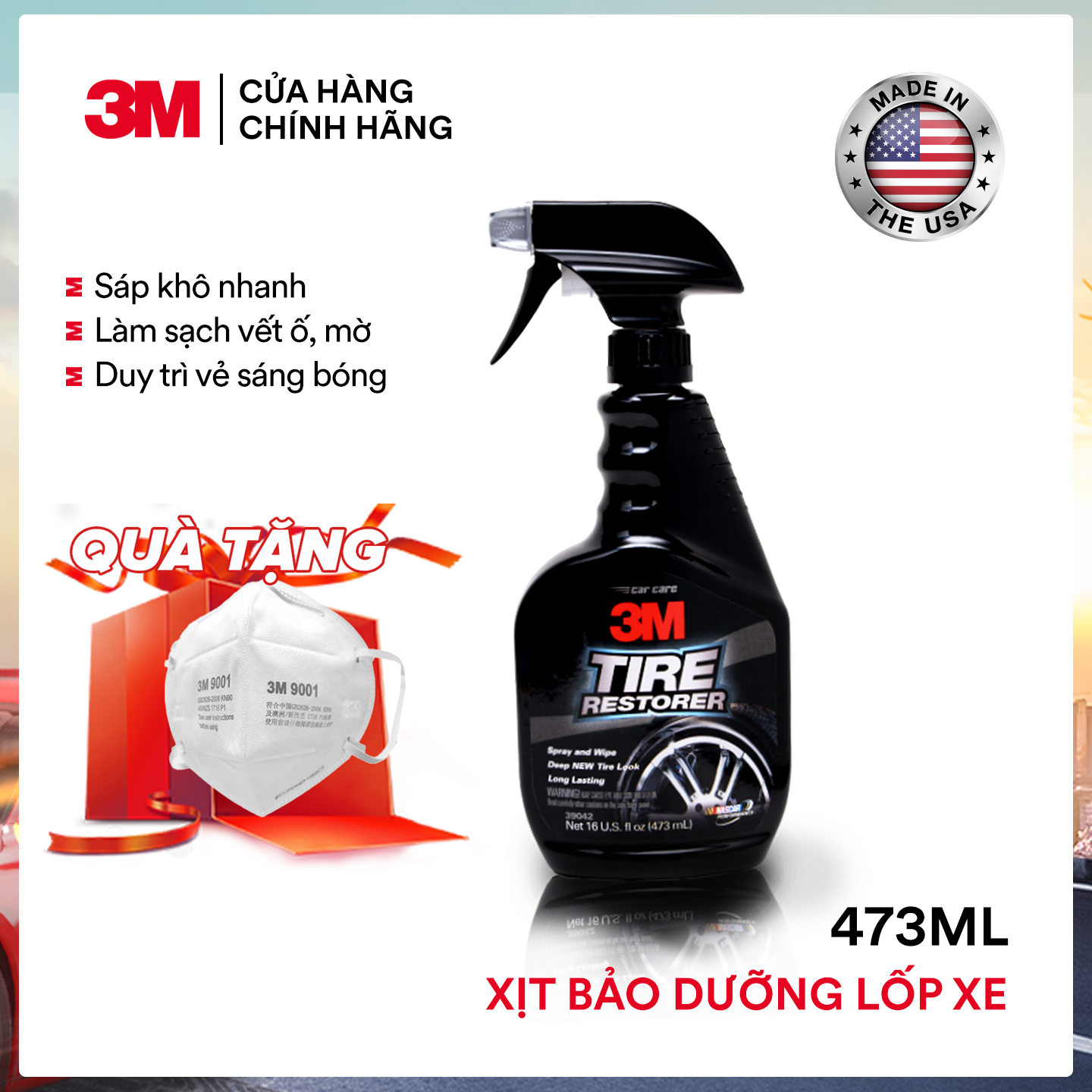 Chai xịt bảo dưỡng lốp ô tô 3M 39042 (Hàng Mỹ)