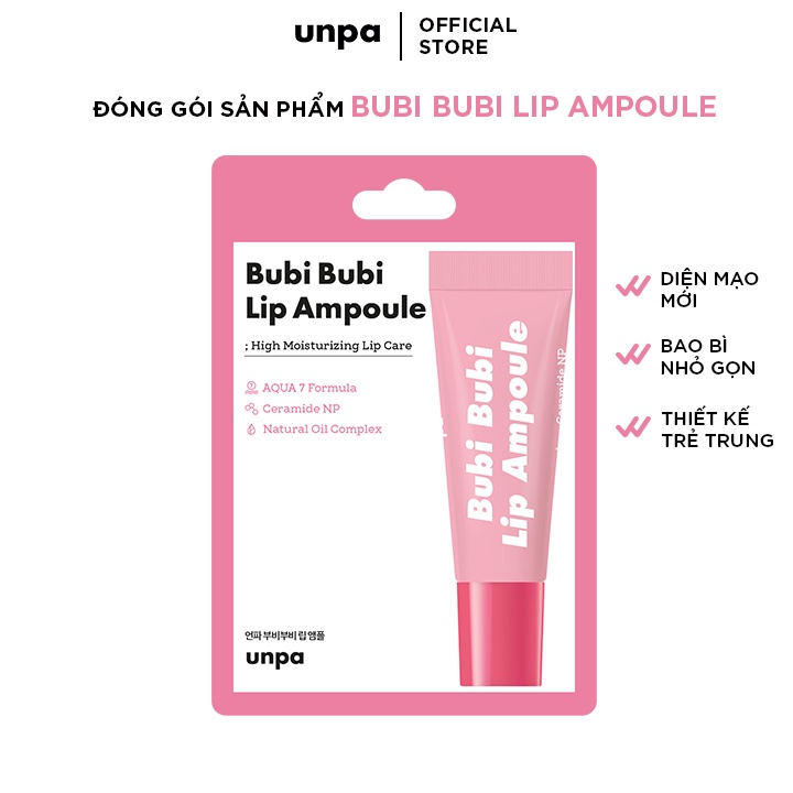 Combo tẩy tế bào chết và tinh chất dưỡng môi Unpa cho môi mềm mại và căng mọng Unpa Bubi Bubi Lip Scrub 10ml + Bubi Bubi Lip Ampoule 3,8g