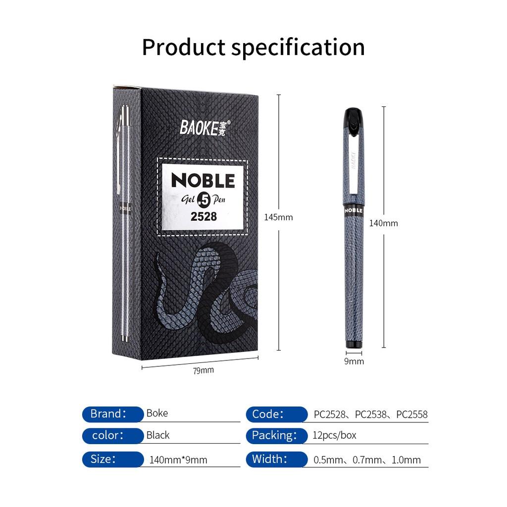 Hộp 12 Cây Bút mực gel BAOKE  da rắn mịn 0.5 / 0.7 / 1.0 mm, bút mực gel kẹp kim loại chất lượng cao