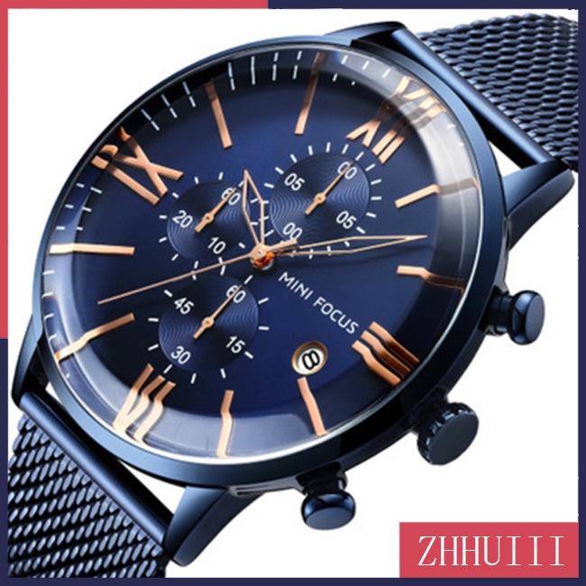 Đồng Hồ Quartz 3 Sub-dial Chất Liệu Thép Không Gỉ Chống Thấm Nước