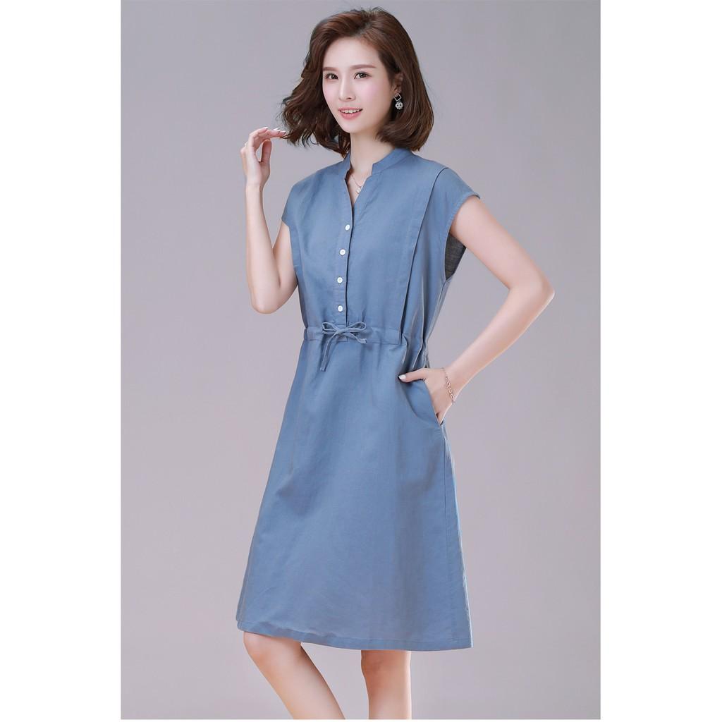 ĐẦM SUÔNG CỔ CHỮ Y PHỐI NẸP CAO CẤP - DS115