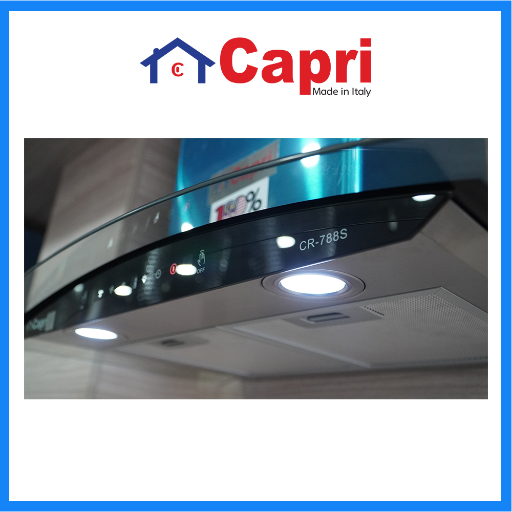 Máy Hút Mùi Cảm Ứng Vẫy Tay Capri CR-788S - Hàng Chính Hãng, Động Cơ Siêu Êm, Có Chức Năng Hẹn Giờ Thông Minh, Thiết Kế Sang Trọng, Bền Đẹp