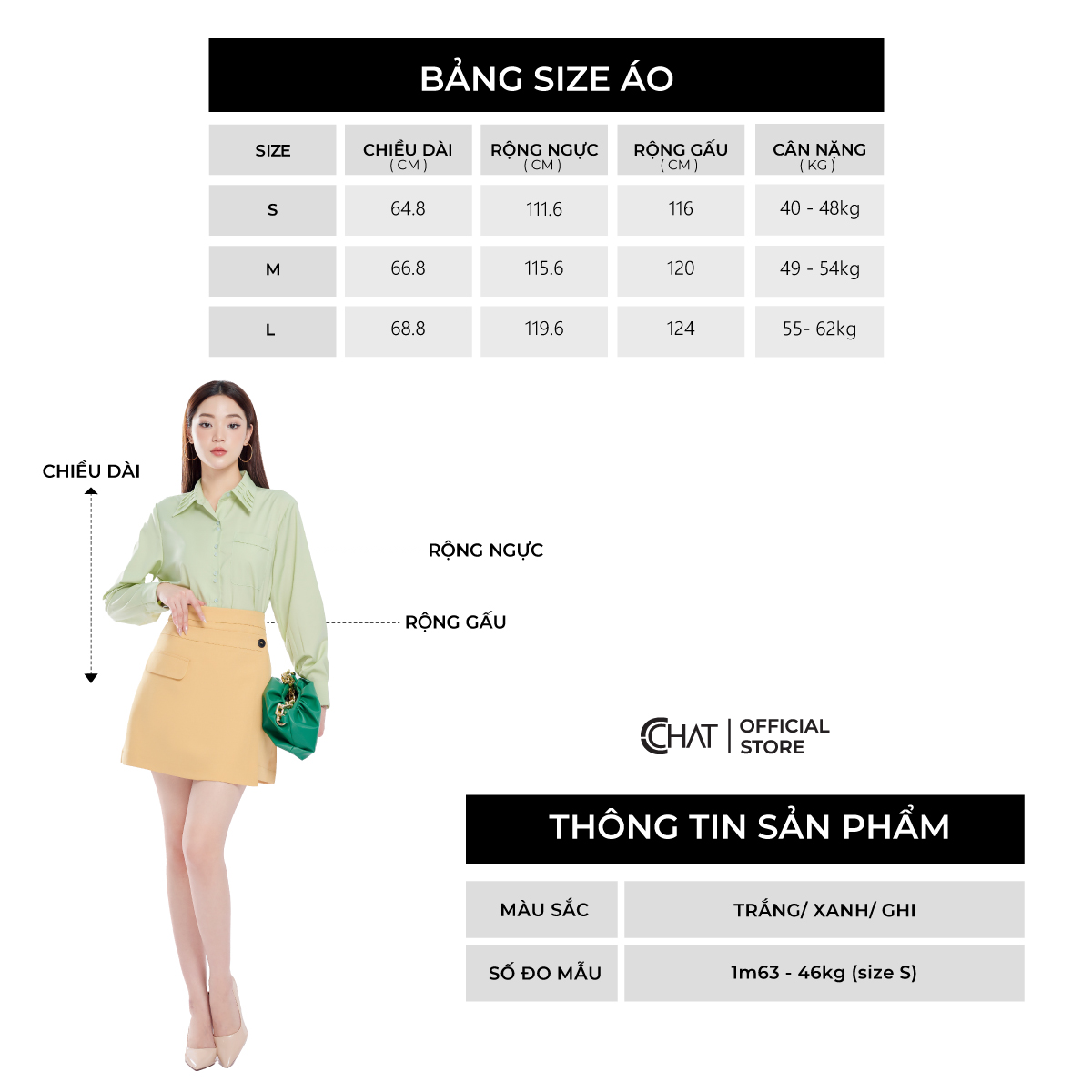Áo Sơ Mi Nữ CCHAT Bấu Mí Lá Cổ Chất Liệu Thô Nhập Khẩu 13SDT2005ST