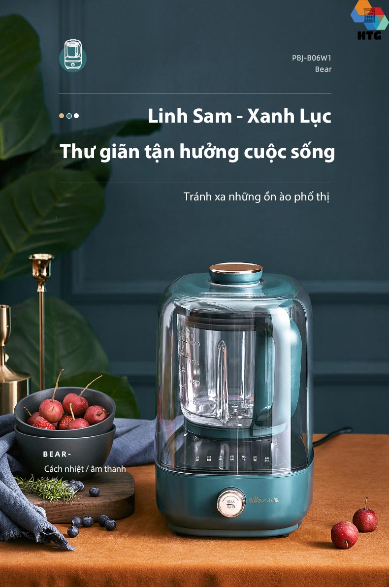 Máy Làm Sữa Hạt Cách Âm, Máy Xay Nấu Sữa Hạt BEAR PBJ-B06W1 Dung Tích 1 Lít Công Suất 1000 W - Hàng Nhập Khẩu