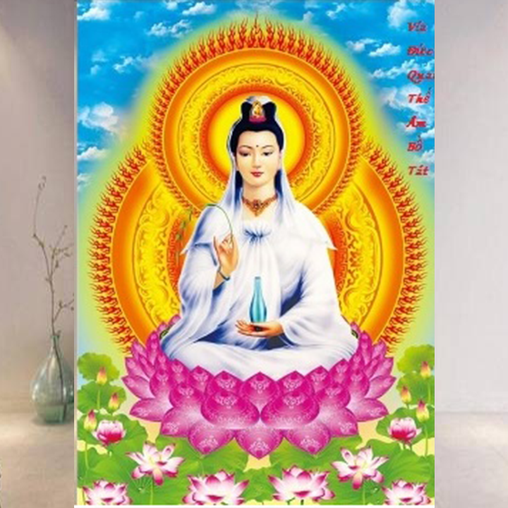 Tranh thêu Quan Thế Âm Bồ Tát LV3440 - kích thước: 50 * 70cm.