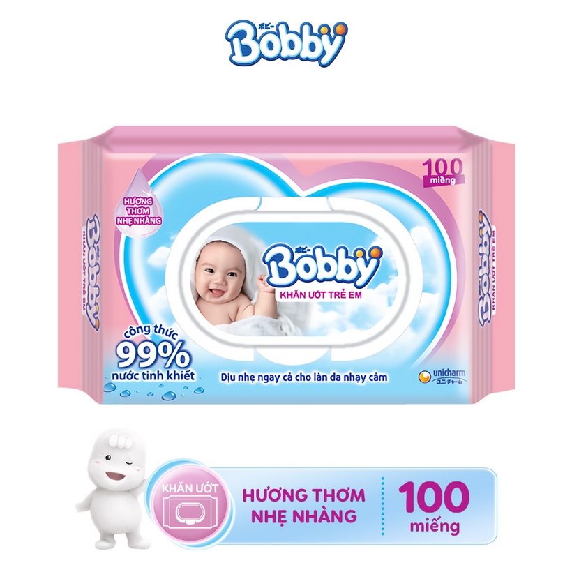 Combo 4 gói khăn ướt Bobby Care có hương 100 tờ