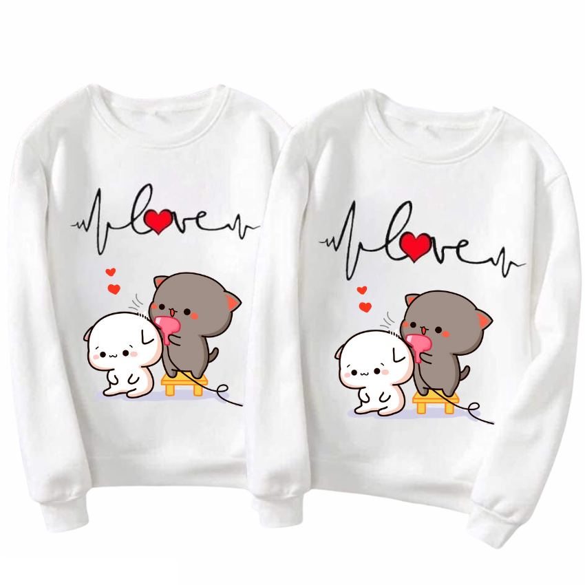 Áo Đôi Sweater Đẹp Nam Nữ MM06, Áo Đôi Với Người Yêu In Chữ Nhịp Tim