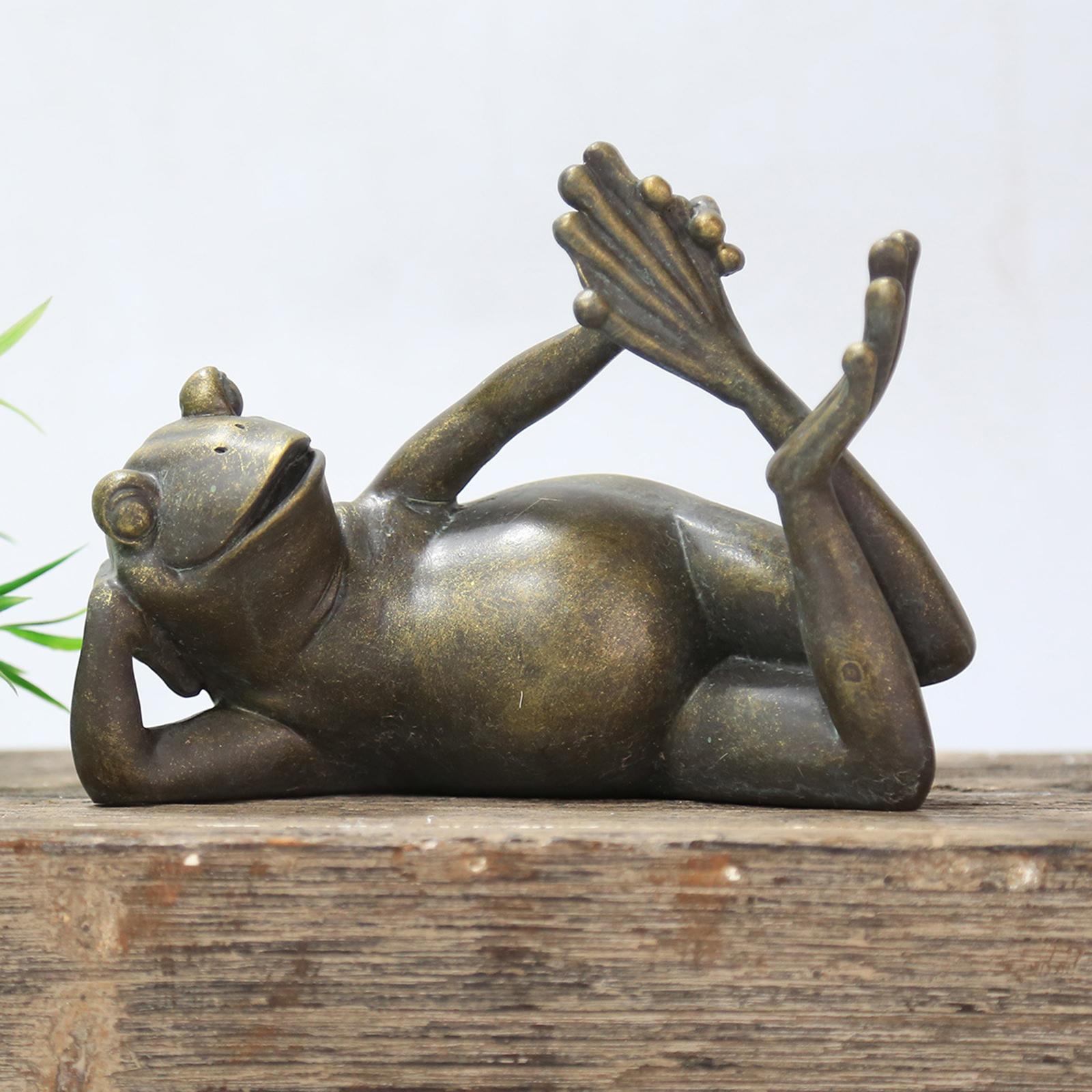 Antique Bronze Lying Yoga Frog Statue Zen for Garden Courtyard Decoration