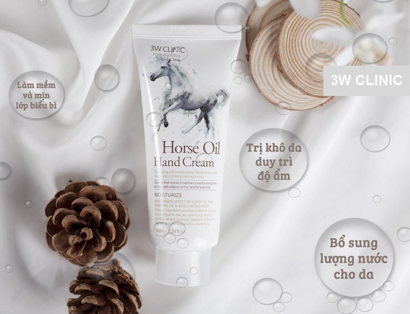 KEM DƯỠNG DA TAY TINH CHẤT DẦU NGỰA HORSE OIL HAND CREAM 3W CLINIC - HAND CREAM HORSE OIL 3WC LINIC