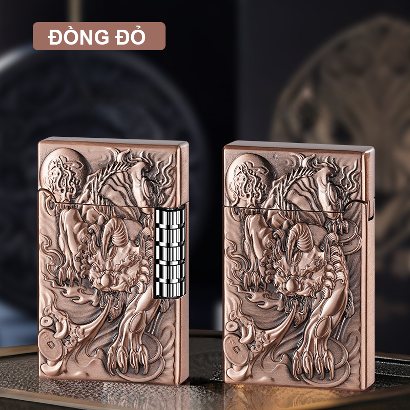 Bật Lửa Dupont Khắc Nổi Hình Tỳ Hưu Đồng - Xài Gas (giao màu ngẫu nhiên)