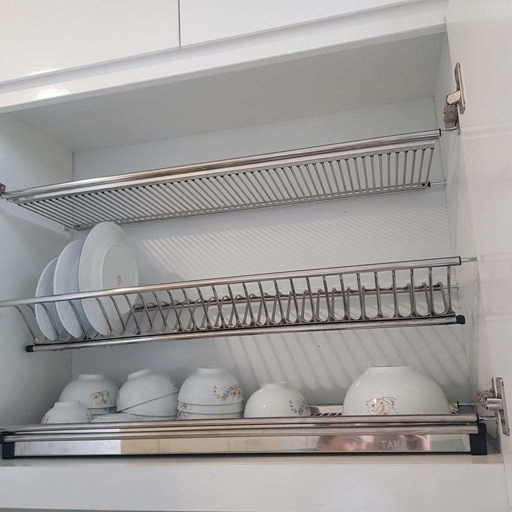 Giá Úp Bát Đĩa Chữ V 2, 3 Tầng INOX 304 Nan Dẹt Chính Hãng