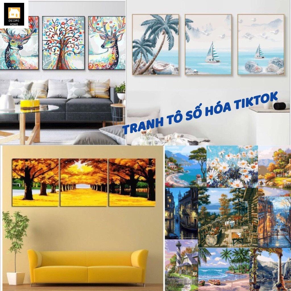 Bộ 3 tranh sơn dầu số hóa tự tô painting by number DIY 40x50x3(TRANH) sale hot