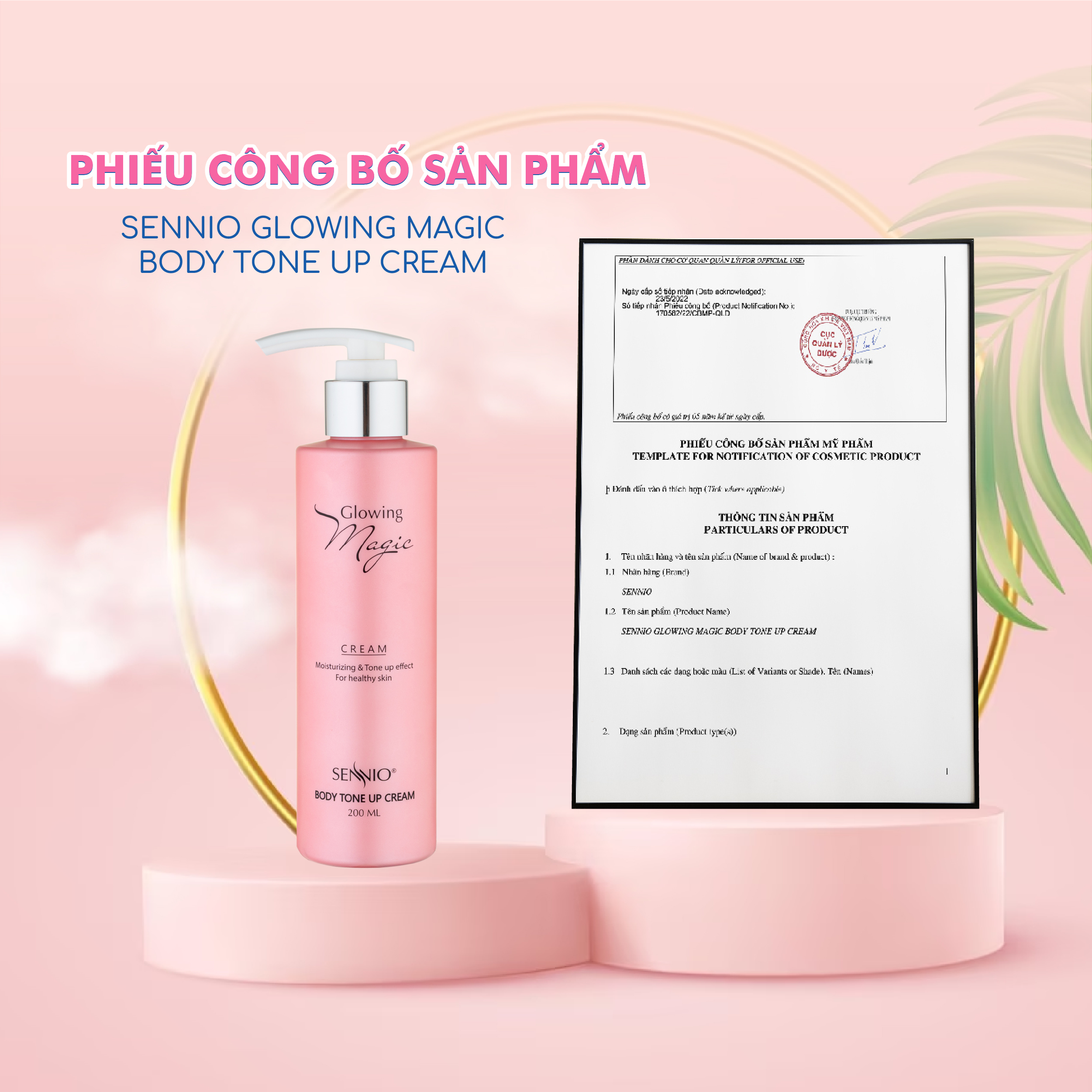 Kem body Sennio Glowing Magic Body Tone Up Cream dưỡng trắng da toàn thân 200ml SNO 502