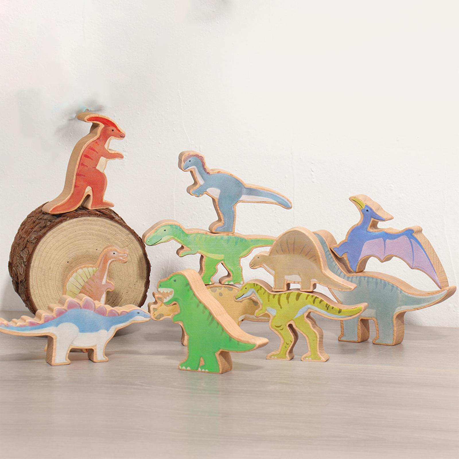 Classic Wooden Blocks Dinosaur Toys Preschool Game for Toddler Girls Boys