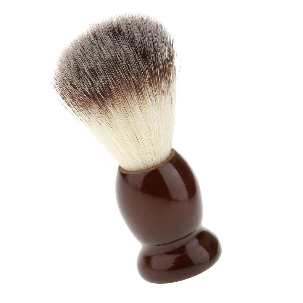 Men Shaving Brush + Stainless Steel Holder Stand + Soap Cream Mug Bowl Set