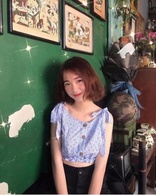 Croptop hoa nơ vai