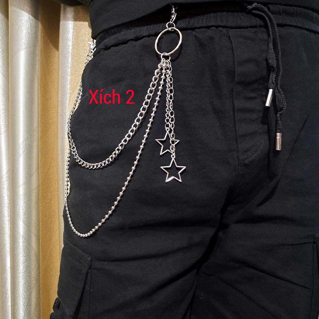 Sét 3 món{Khăn+Đai+Xích Quần jeans} Khăn Bandana Streetwear - Đai da kẹp khăn - Xích Chain Quần jean