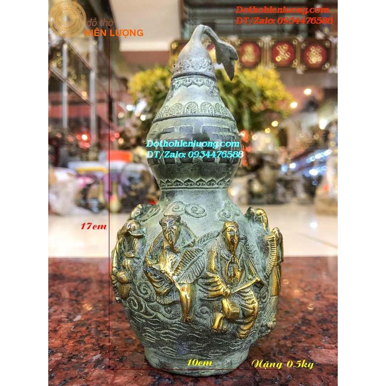 Hồ Lô Bát Tiên Màu Xanh Giả Cổ Bằng Đồng Nguyên Chất Các Cỡ - Nguồn Sinh Khí Vô Tận Cho Gia Chủ