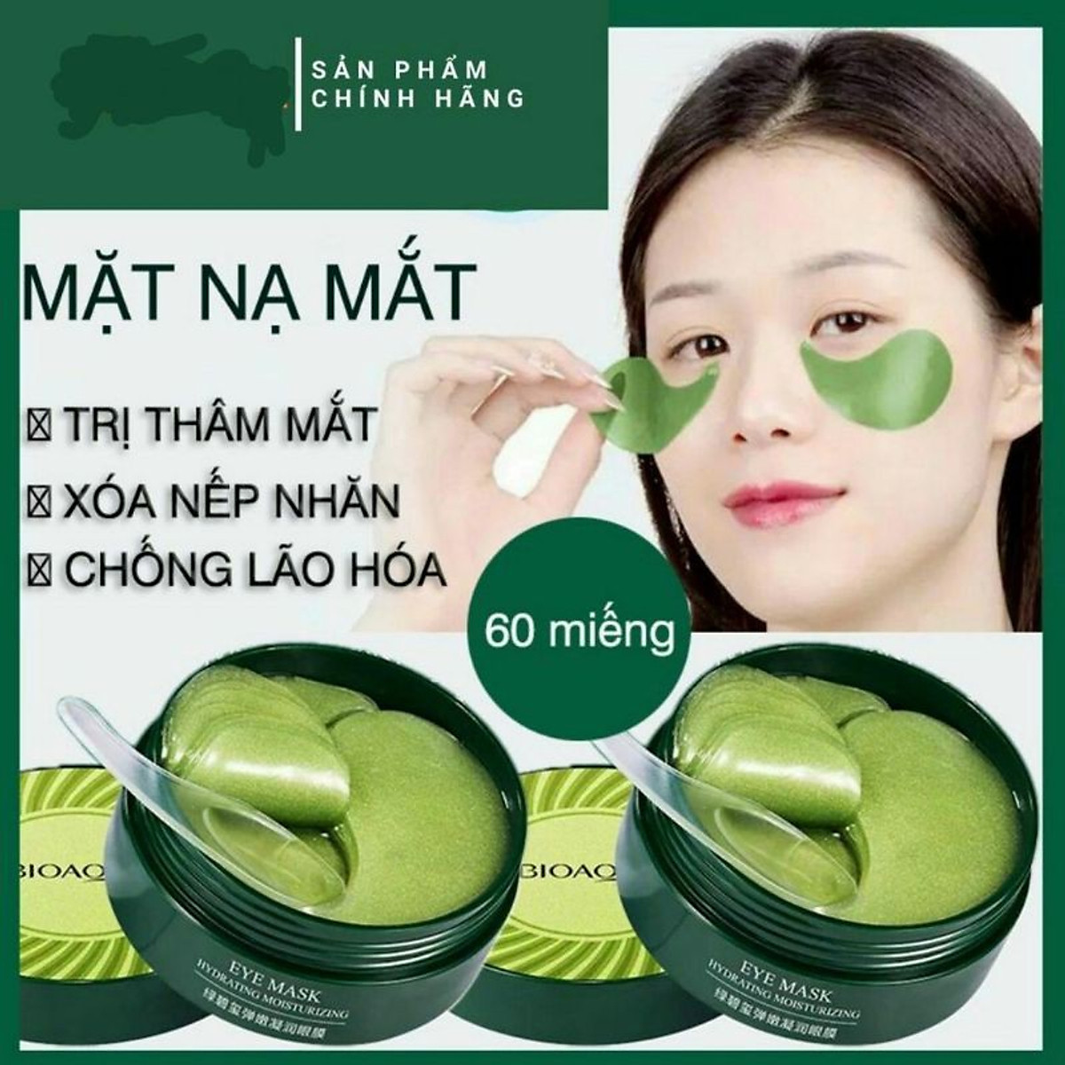 Hộp 60 Miếng Mặt Nạ giảm Quầng Thâm Và Bọng Mắt BIOAQUA