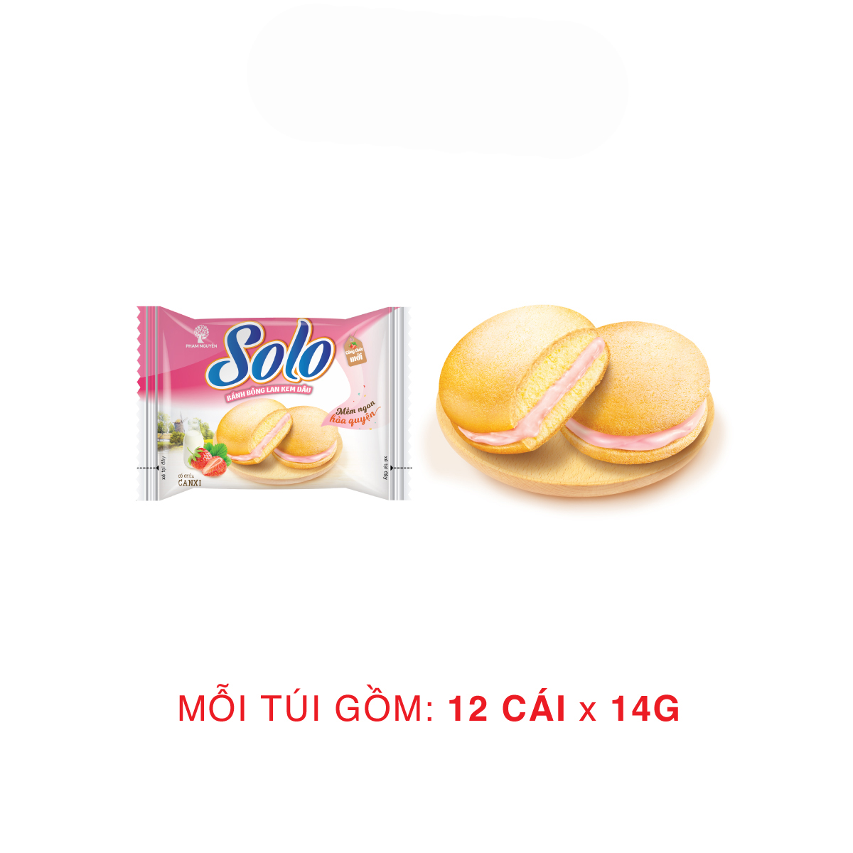 Bánh Solo kem dâu NEW 168 (14g x 12cái)