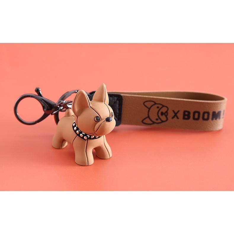 Móc khóa chó bull hot trend, móc khóa nhiều màu có khoen tròn và móc càng cua